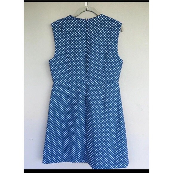 Diane Von Furstenberg Dress Women 12 Blue Madyson Geo Print Stretchy Scuba - Picture 4 of 11